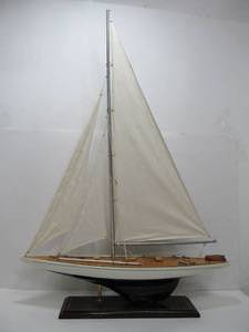 lot 67 image: Nice Clean LARGE Wooden Nautical Sailboat Display
