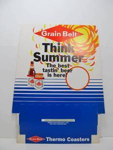 lot 73 image: NOS Vintage GRAIN BELT Beer Think Summer Store Display Sign