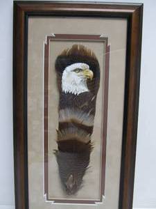 lot 133 image: Very Nice Hand Painted Eagle Painting on Feather