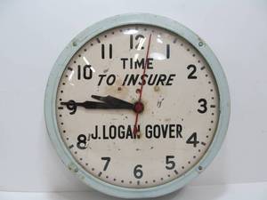 lot 150 image: Awesome Vintage 1940s Era Advertising Clock - Time to Insure