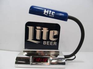 lot 153 image: Working Vintage MILLER LITE Cash Register Beer Sign wLamp