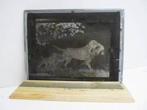lot 165 image: Large Vintage Pre-Production Pheasant Hunting Dogs Glass Print Negative - Stan Fenelle Helping Out