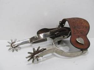 lot 222 image: Set of Vintage Western Leather Horse Spurs