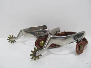 lot 224 image: Set of Vintage Leather Horse Spurs