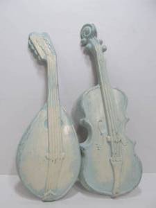 lot 225 image: 2 Vintage Large Cast Aluminum Musical Wall Decorations