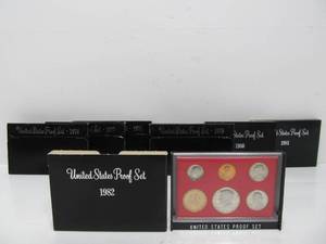 lot 233 image: Group of Consecutive Year US Mint Proof Coin Sets 1976-1982