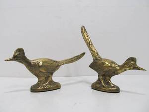 lot 179 image: Pair of Vintage Brass Roadrunner Statues Figurines