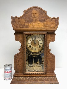 lot 3 image: Wonderful Antique Spanish American War Era Navy Admiral Welch Oak Kitchen Clock