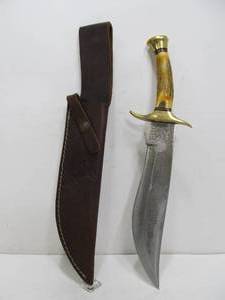 lot 321 image: Large COLT Stag & Brass Handled Fixed Blade Knife