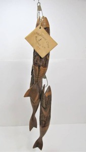 lot 323 image: Hand Carved Wood Fish on Stringer - Mallard Cove Trading Company