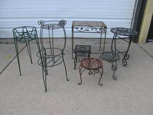 lot 337 image: Large Lot of Metal Plant StandsTables