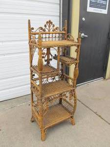 lot 338 image: Quality Ornate Wicker Etagere Shelf
