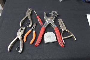 Lot of (8) Hand Tools - Punches, Center Punch, Side Cutter, Tape Measure