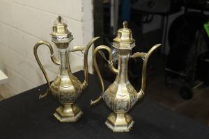 Lot of (2) 11 Brass Tea Pots