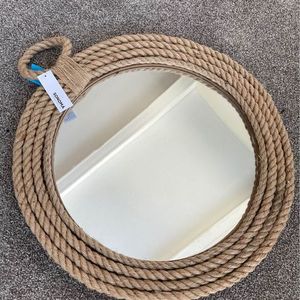 Cute New Coastal Rope Mirror, Gold Lamp & Large Faux Succulent decor