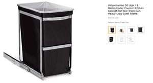 Brand new in box, Heavy Duty cabinet mounted pull out garbage can 30 L by Simple Human Retails for $100