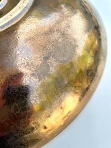 Large RAKU Decorative Bowl beautiful in rich metallic Amber bronze colors.