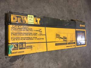 DEWALT Yellow 4-Tier Steel Garage Storage Shelving Unit (77 in. W x 72 in. H x 24 in. D) Customer Returns See Terms on Auction