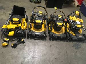 Lot of 4 Assorted Dewalt Laen Mowers for Parts See Pictures