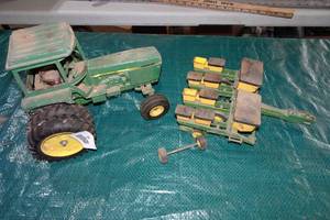 Vintage ERTL John Deere Die Cast Tractor with Attachment