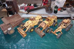 Tonka Pressed Steel Construction Vehicles - Dump, Grader, Dozer