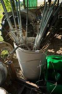 Barrel of Scrap Metal - Rods and Poles