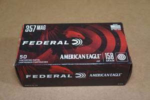 lot 73 image: 50 Federal American Eagle .357 Mag 158 Gr JSP Ammo