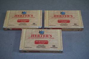 lot 100 image: 60 Herters .223 Rem 55 Gr FMJ Steel Case Ammo