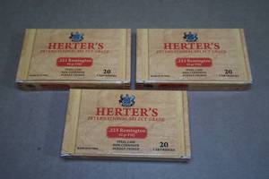 lot 103 image: 60 Herters .223 Rem 62 Gr FMJ Steel Case Ammo
