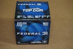 lot 117 image: 25 Federal Top Gun .410 Gauge 2-12 9 Shot Shotshells