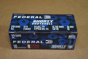 lot 119 image: 10 Federal Shorty 12 Gauge 1-34 8 Shot Shotshells