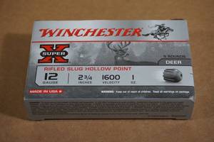lot 120 image: 5 Winchester Super-X 12 Gauge 2-34 1 Oz HP Rifled Slugs
