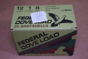 lot 123 image: 20 Federal Dove Load 12 Gauge 2-34 8 Shot Shotshells