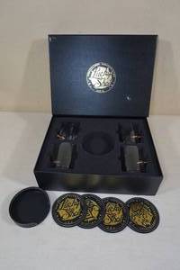 lot 201 image: Lucky Shot Whiskey Glass Gift Set - Embedded Bullets, Coasters