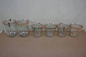 lot 10 image: 2 Weck 1L Tulip Jars and 4 Weck 12L Mold Jars - With Lids
