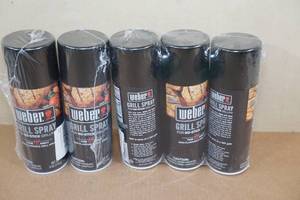 lot 16 image: 5 Cans Weber Non Stick Grill Spray -6 oz each