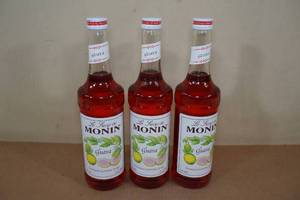 lot 20 image: 3 Monin Guava Premium Gourmet Syrup -750 ML each