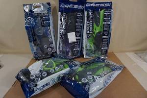 lot 74 image: 5 Cressi Adult Snorkel Sets (FinsMaskSnorkel) with Travel Bag -SM