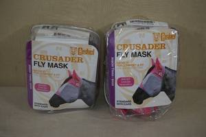 lot 93 image: 2 Cashel Small Horse Breast Cancer Research Fly Masks -Standard with Ears