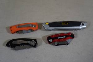 lot 221 image: Assorted Utility Knifes -Sheffield, Uline, Gerber, Stanley