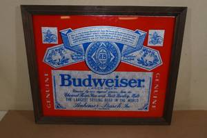 lot 286 image: Budweiser Framed Foil Mirror