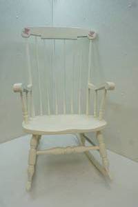 lot 114 image: white wood rocking chair