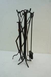 lot 125 image: fireplace tool set with stand