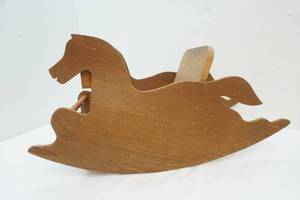 lot 140 image: vintage wood rocking horse