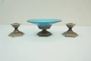 lot 185 image: pewter candle stick holders