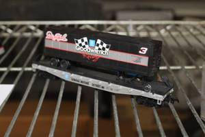 lot 975 image: Dale Earnhardt #3 Goodwrench Racing Train Flatbed w Semi Trailer