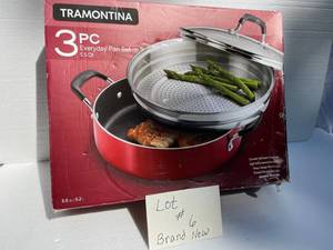 lot 6 image: NEW Tramontina 3-Piece Everyday Pan Set
