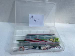 lot 47 image: Knitting Needles With Case. Sizes 2,5,6,8,9,10. Counting Needles