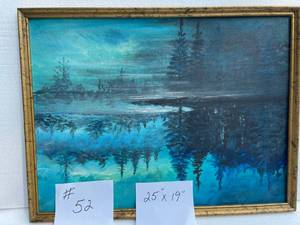 lot 52 image: Lake Scenery Painted By Arnie Chuckles 25x19