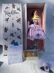 lot 77 image: Porcelain Doll By Kitty Collier. White Dress With Pearls. Summertime Swing KC12044, 17 Tall. Never Been Out Of Original Box